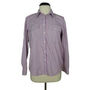 LAUREN RALPH Shirt L LARGE Womens Striped Button Front